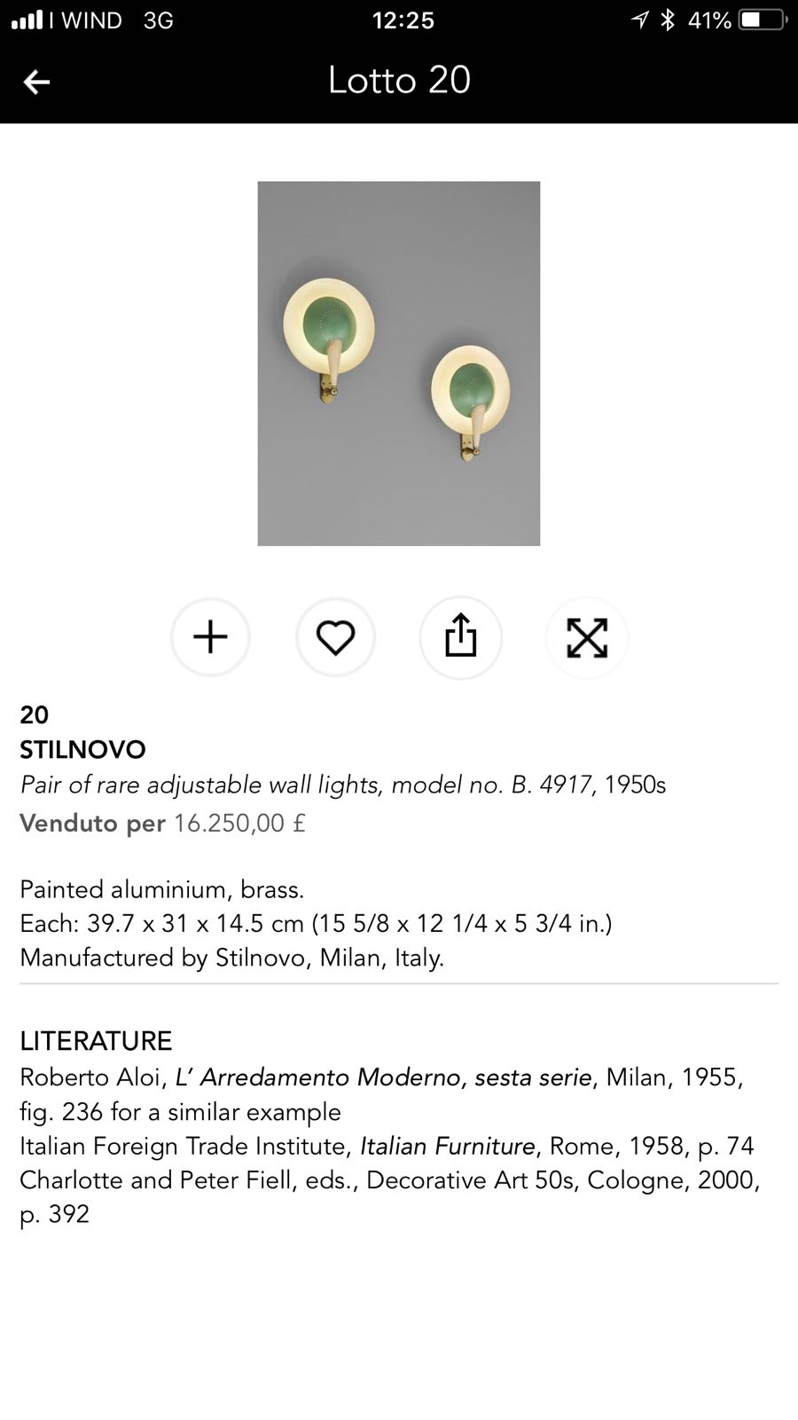Applique Stilnovo b 4917 ottone metallo del XX Secolo Vintage. Opera originale e disponibile - Robertaebasta® Art Gallery opere d’arte esclusive.